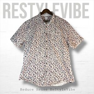 JB HOLT Men’s Size XXL Shirt Button Down Short Sleeve Athletic Fit Style Leaves